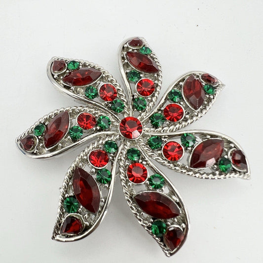 Spilla Elegante inglese Vintage da donna stile antica Gioiello Fiore Rosso Verde Categoria Bigiotteria & Accessori