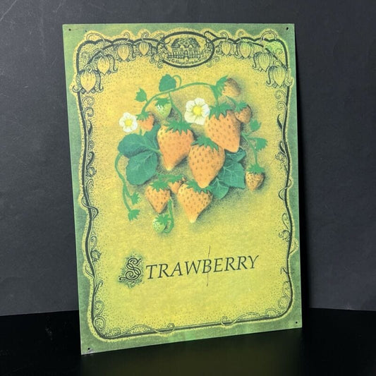 Targa in metallo Vintage retro Decorazione da parete murale fiore Fragole Categoria  Arte e antiquariato:Modernariato:Targhe e pubblicità