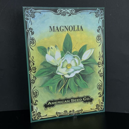 Targa in metallo Vintage retro Decorazione da parete murale fiore Magnolia Categoria  Arte e antiquariato:Modernariato:Targhe e pubblicità