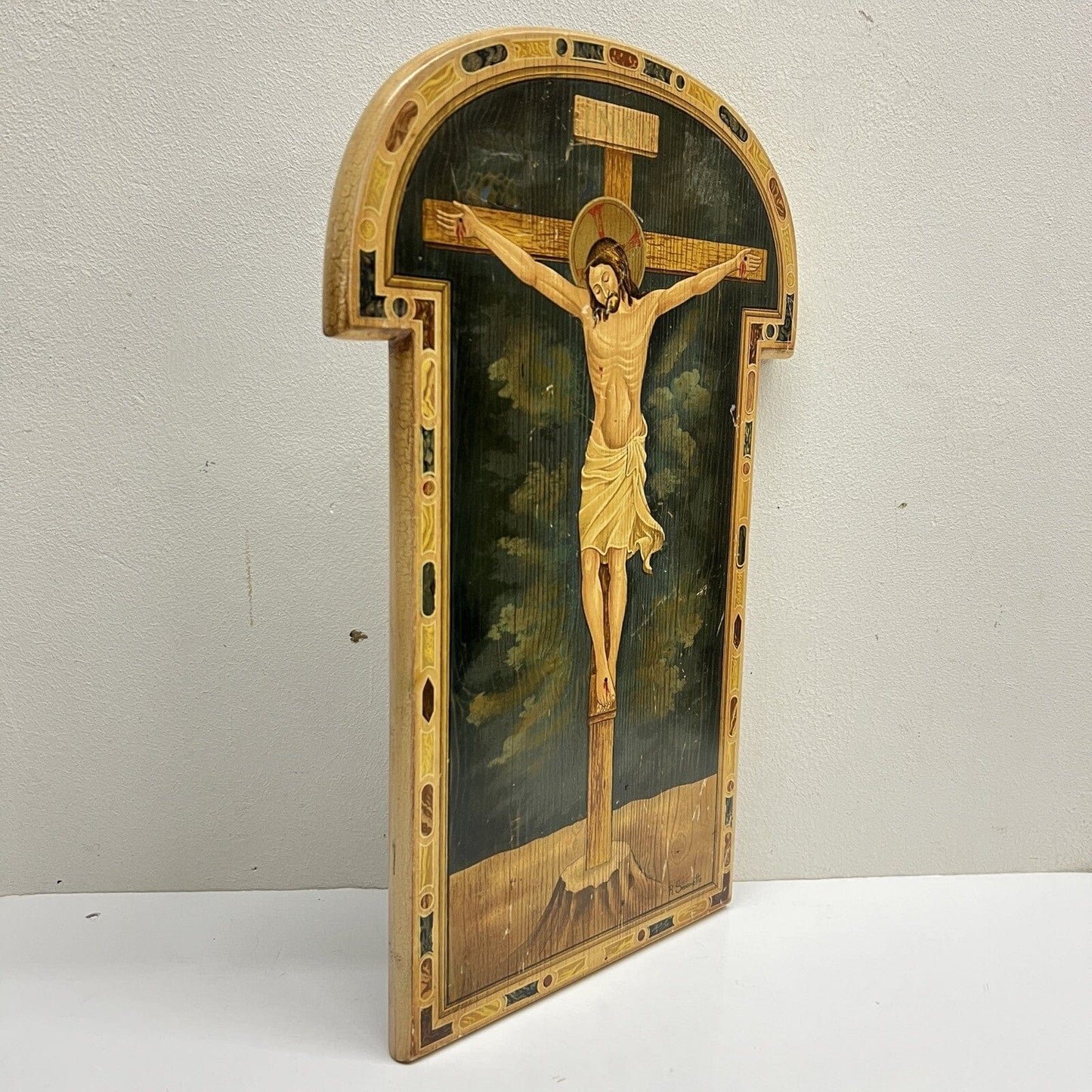 Tavola Crocifissione di Gesù Cristo in legno Icona religiosa Vintage Crocifisso Categoria  Oggetti sacri - rosari