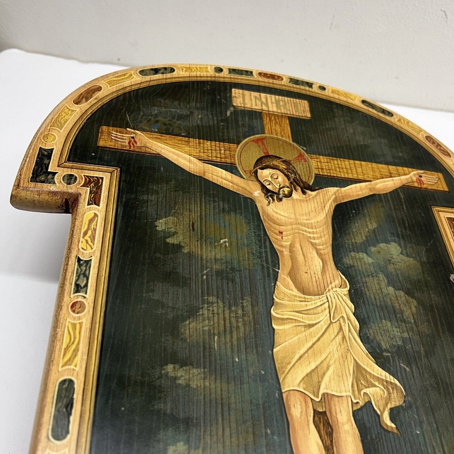 Tavola Crocifissione di Gesù Cristo in legno Icona religiosa Vintage Crocifisso Categoria  Oggetti sacri - rosari