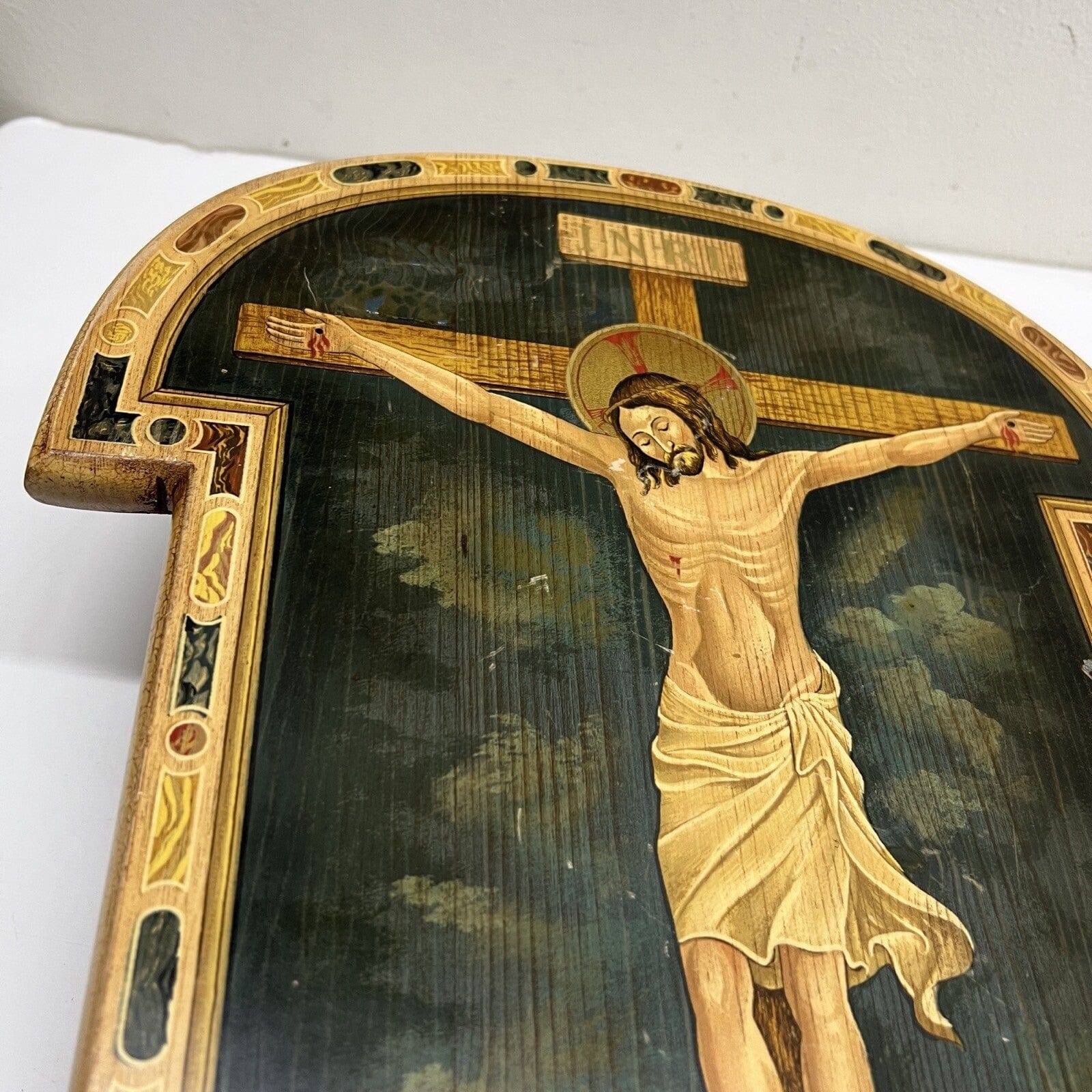 Tavola Crocifissione di Gesù Cristo in legno Icona religiosa Vintage Crocifisso Categoria  Oggetti sacri - rosari