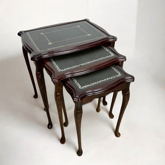 Tavolini tavolo antico trittico da salotto basso in legno piano pelle vintage Categoria  Tavoli - tavolinetti