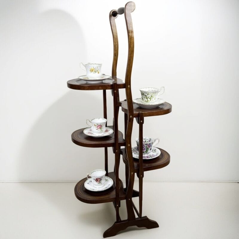 Tavolino antico a 5 ripiani in legno etagere pieghevole porta dolci cake stand Categoria  Tavoli - tavolinetti