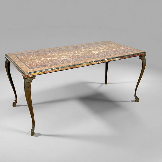 Tavolino antico rettangolare in ottone e alabastro tavolo basso da salotto marmo Categoria  Tavoli - tavolinetti