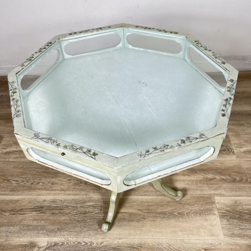 Tavolino bacheca antica tavolo vetrina espositore basso verde Provenzale Shabby Categoria  Arredamento