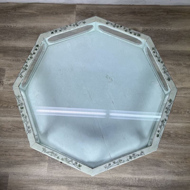 Tavolino bacheca antica tavolo vetrina espositore basso verde Provenzale Shabby Categoria  Arredamento