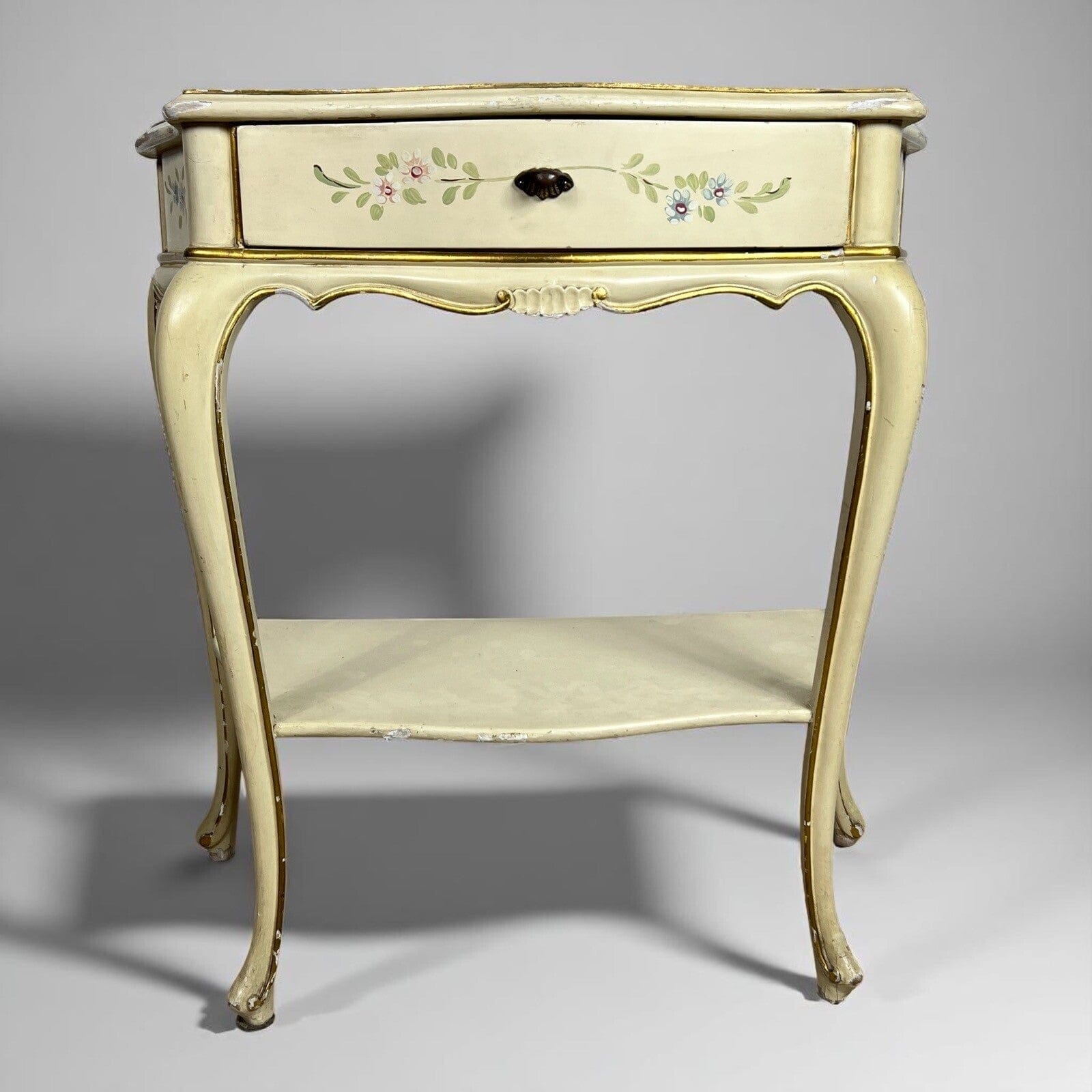 Tavolino con cassetto laccato comodino dipinto in stile veneziano mobile antico Categoria  Comodini