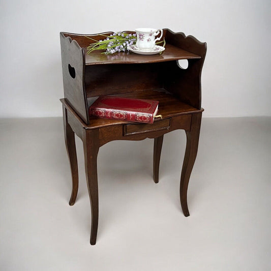 Tavolino in legno di mogano Comodino a due ripiani porta telefono con cassetto Categoria  Tavoli - tavolinetti