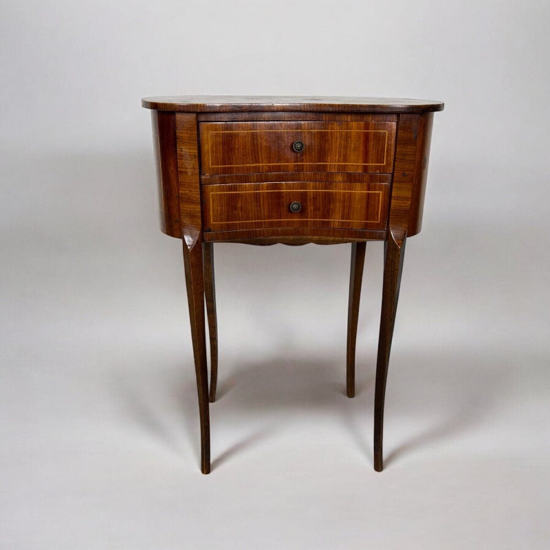 Tavolino intarsiato stile antico Luigi XV Mobile porta telefono con 2 cassetti Categoria  Tavoli - tavolinetti