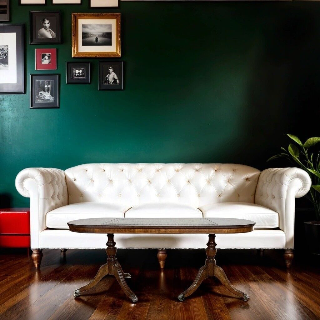 Tavolino tavolo antico da per salotto basso in legno piano pelle verde vintage Categoria  Tavoli - tavolinetti