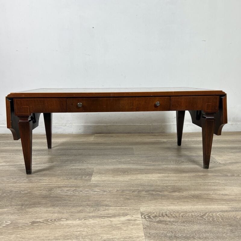 Tavolino tavolo antico da salotto basso in legno piano pelle con alette vintage Categoria  Tavoli - tavolinetti