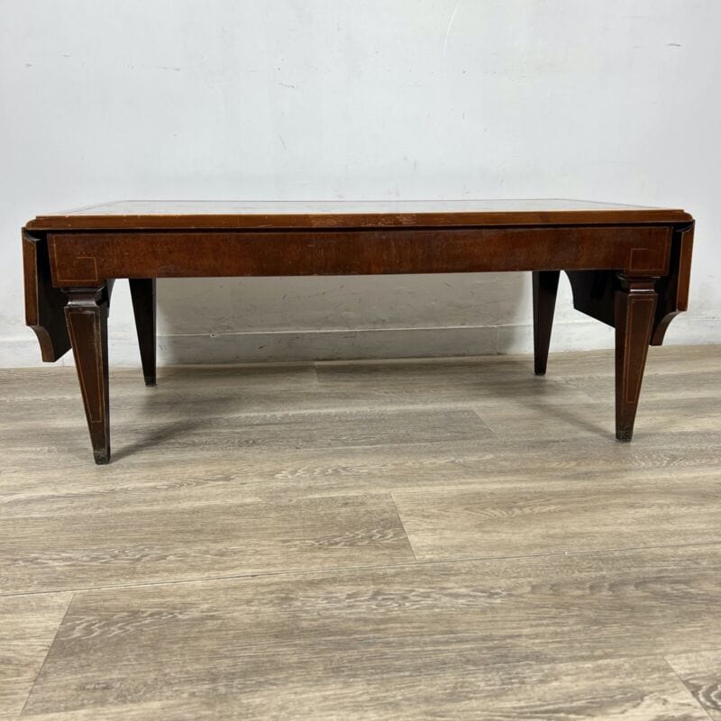 Tavolino tavolo antico da salotto basso in legno piano pelle con alette vintage Categoria  Tavoli - tavolinetti