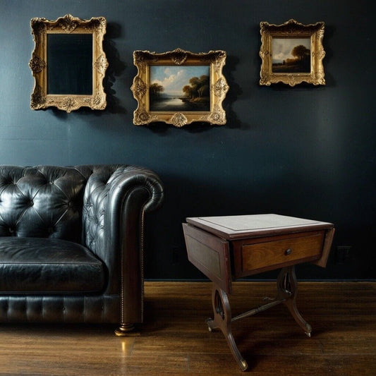 Tavolino tavolo antico da salotto basso in legno piano pelle con alette vintage Categoria  Tavoli - tavolinetti