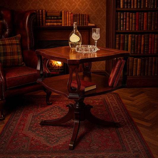 Tavolino tavolo basso antico da salotto con piano in pelle stile Regency vintage Categoria  Tavoli - tavolinetti