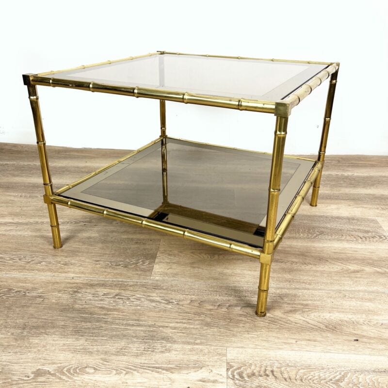 Tavolino Tavolo basso caffe da salotto in ottone e vetro anni 70’ vintage Bambu Categoria  Tavoli - tavolinetti