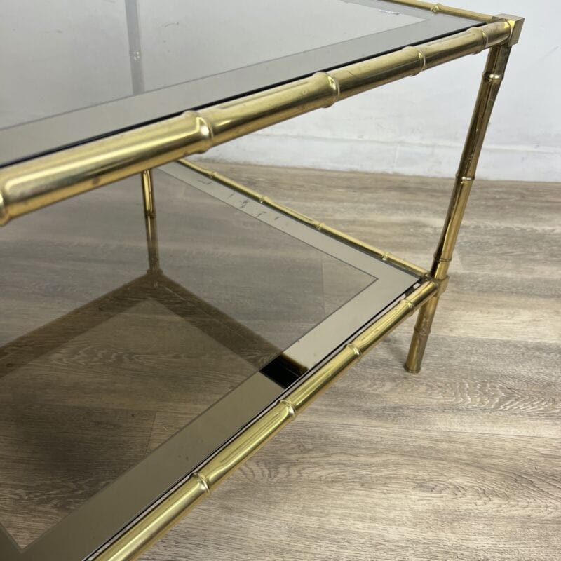 Tavolino Tavolo basso caffe da salotto in ottone e vetro anni 70’ vintage Bambu Categoria  Tavoli - tavolinetti