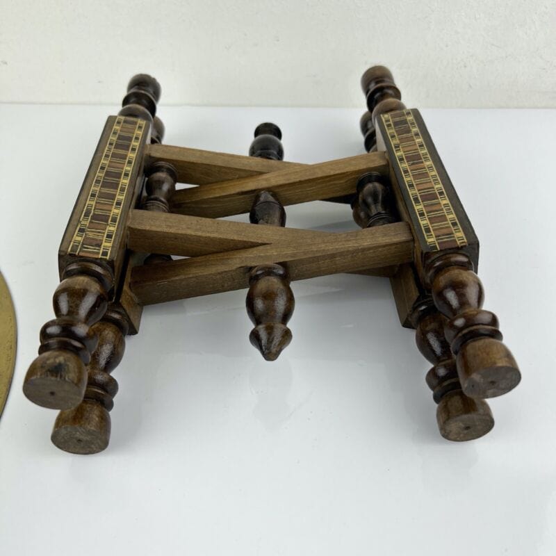 Tavolino tavolo orientale basso da the tè in legno pieghevole vassoio ottone Categoria Tavoli - tavolinetti