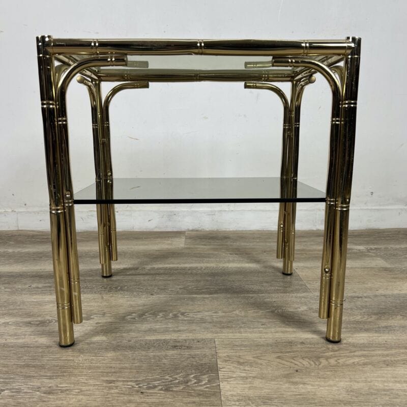 Tavolino tavolo vintage in ottone finto bambu vetro da salotto anni 70 di design Categoria  Tavoli - tavolinetti
