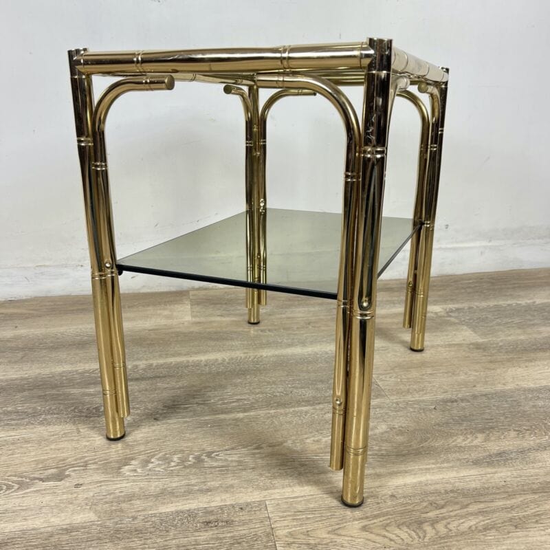 Tavolino tavolo vintage in ottone finto bambu vetro da salotto anni 70 di design Categoria  Tavoli - tavolinetti