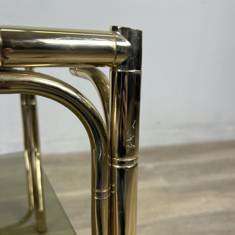 Tavolino tavolo vintage in ottone finto bambu vetro da salotto anni 70 di design Categoria  Tavoli - tavolinetti