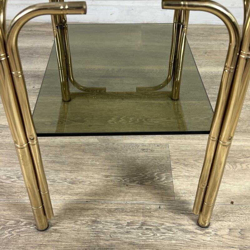 Tavolino tavolo vintage in ottone finto bambu vetro da salotto anni 70 di design Categoria  Tavoli - tavolinetti