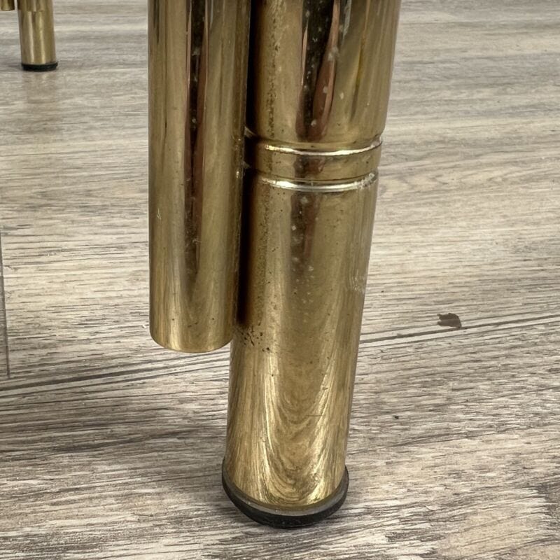 Tavolino tavolo vintage in ottone finto bambu vetro da salotto anni 70 di design Categoria  Tavoli - tavolinetti