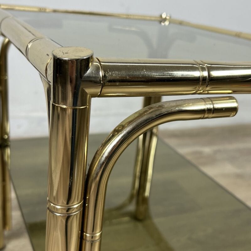 Tavolino tavolo vintage in ottone finto bambu vetro da salotto anni 70 di design Categoria  Tavoli - tavolinetti