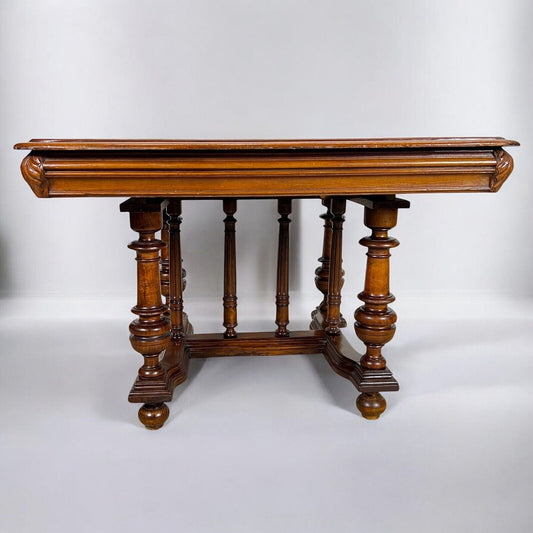 Tavolo antico allungabile in legno di noce da pranzo quadrato d'epoca 900 + Prol Categoria  Tavoli - tavolinetti