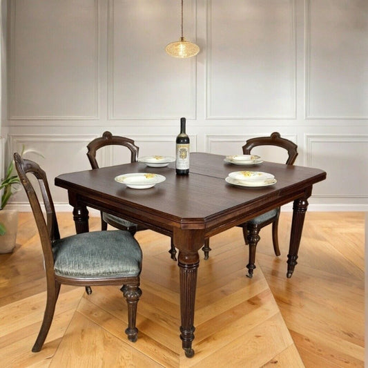 Tavolo antico allungabile in legno mogano quadrato da pranzo d'epoca 800 Inglese Categoria  Tavoli - tavolinetti