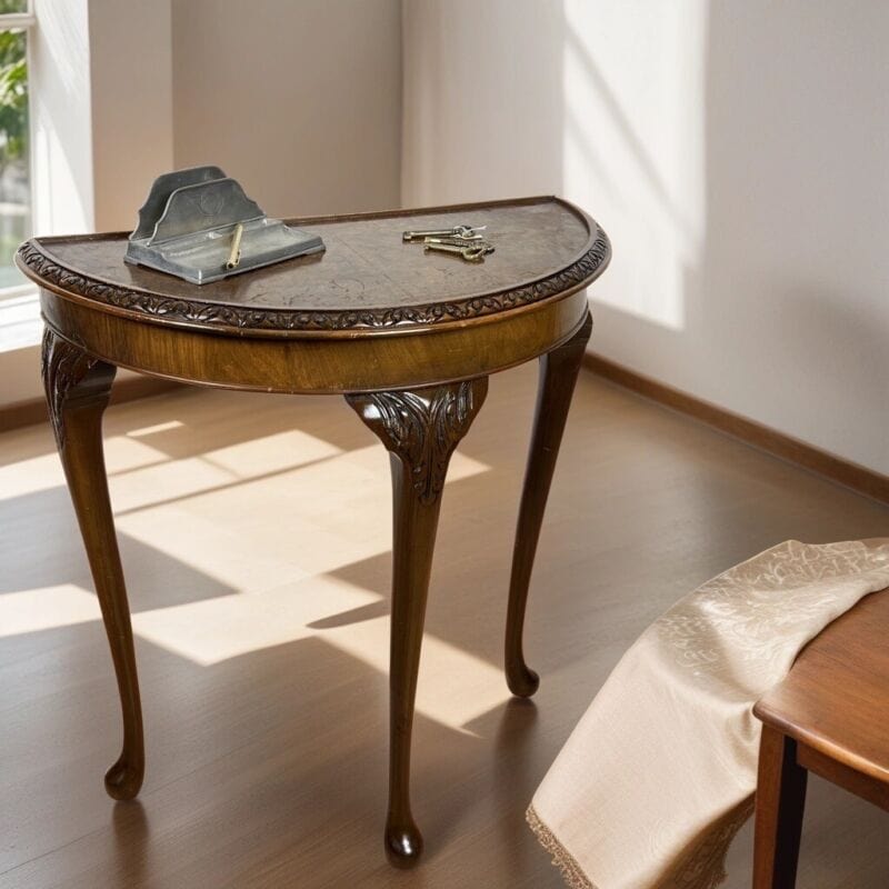 Tavolo consolle da ingresso Mezzaluna antica tavolino piano in radica Stile Deco Categoria  Tavoli - tavolinetti