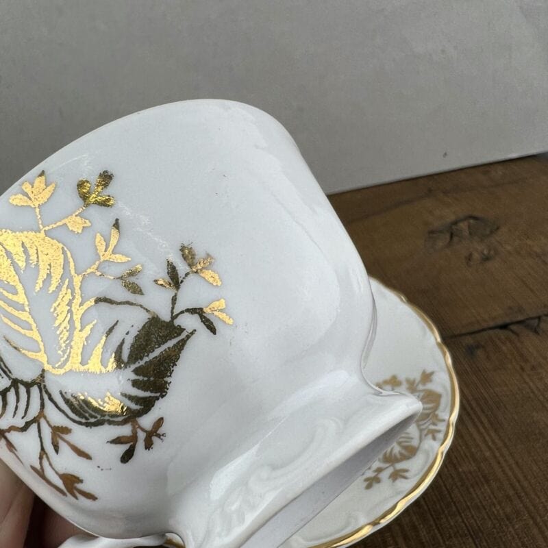 Tazza da caffe antica in porcellana Bavaria tazze tazzina oro con piattino Categoria  Servizio tazze - Tazze