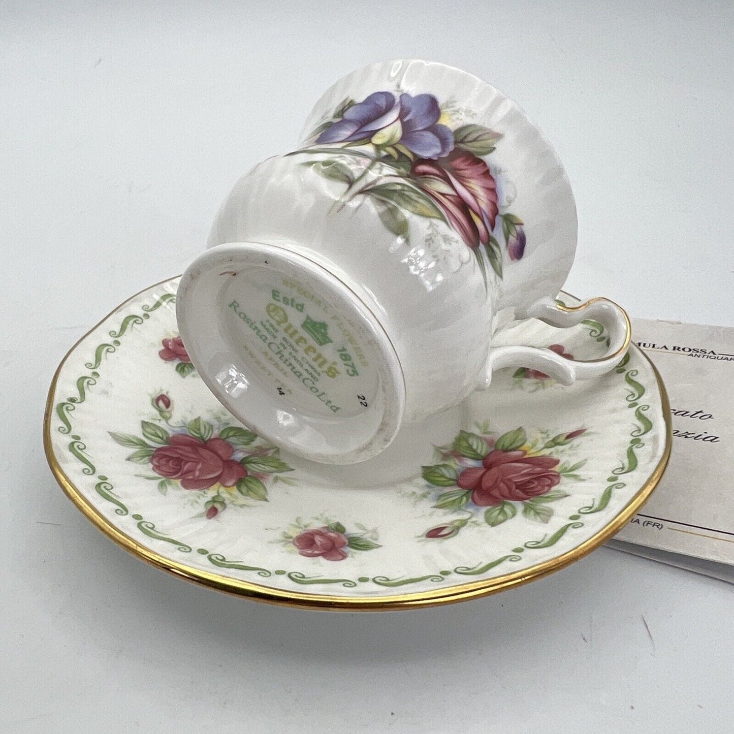 Tazza da caffè in porcellana Queen's con mese tazzina inglese Aprile 900 Categoria Servizio tazze - Tazze