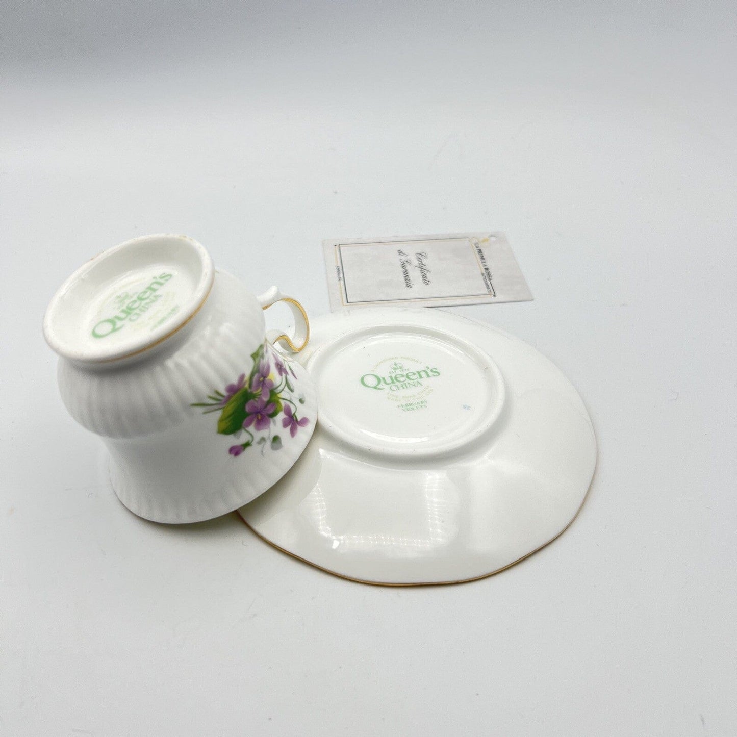 Tazza da caffè in porcellana Queen's con mese tazzina inglese Febbraio 900 Categoria Servizio tazze - Tazze