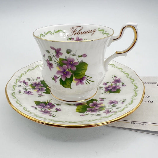 Tazza da caffè in porcellana Queen's con mese tazzina inglese Febbraio 900 Categoria  Servizio tazze - Tazze