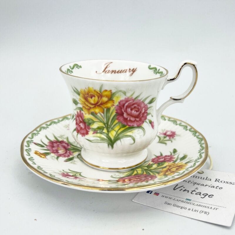 Tazza da caffè in porcellana Queen's con mese tazzina inglese GENNAIO 900 Categoria  Servizio tazze - Tazze