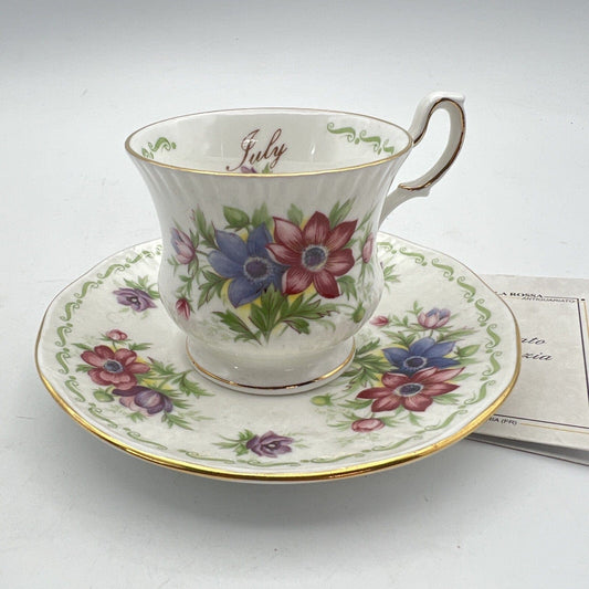 Tazza da caffè in porcellana Queen's con mese tazzina inglese Luglio 900 Vintage Categoria  Servizio tazze - Tazze