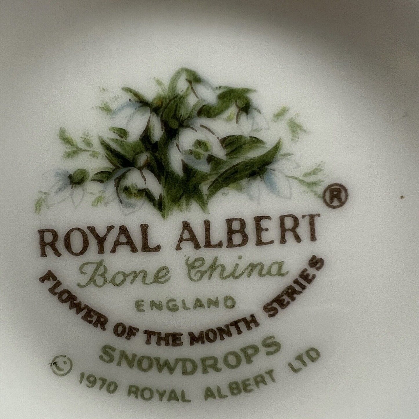 Tazza da caffè in porcellana Royal Albert con mese tazzina inglese Gennaio 1970 Categoria Servizio tazze - Tazze