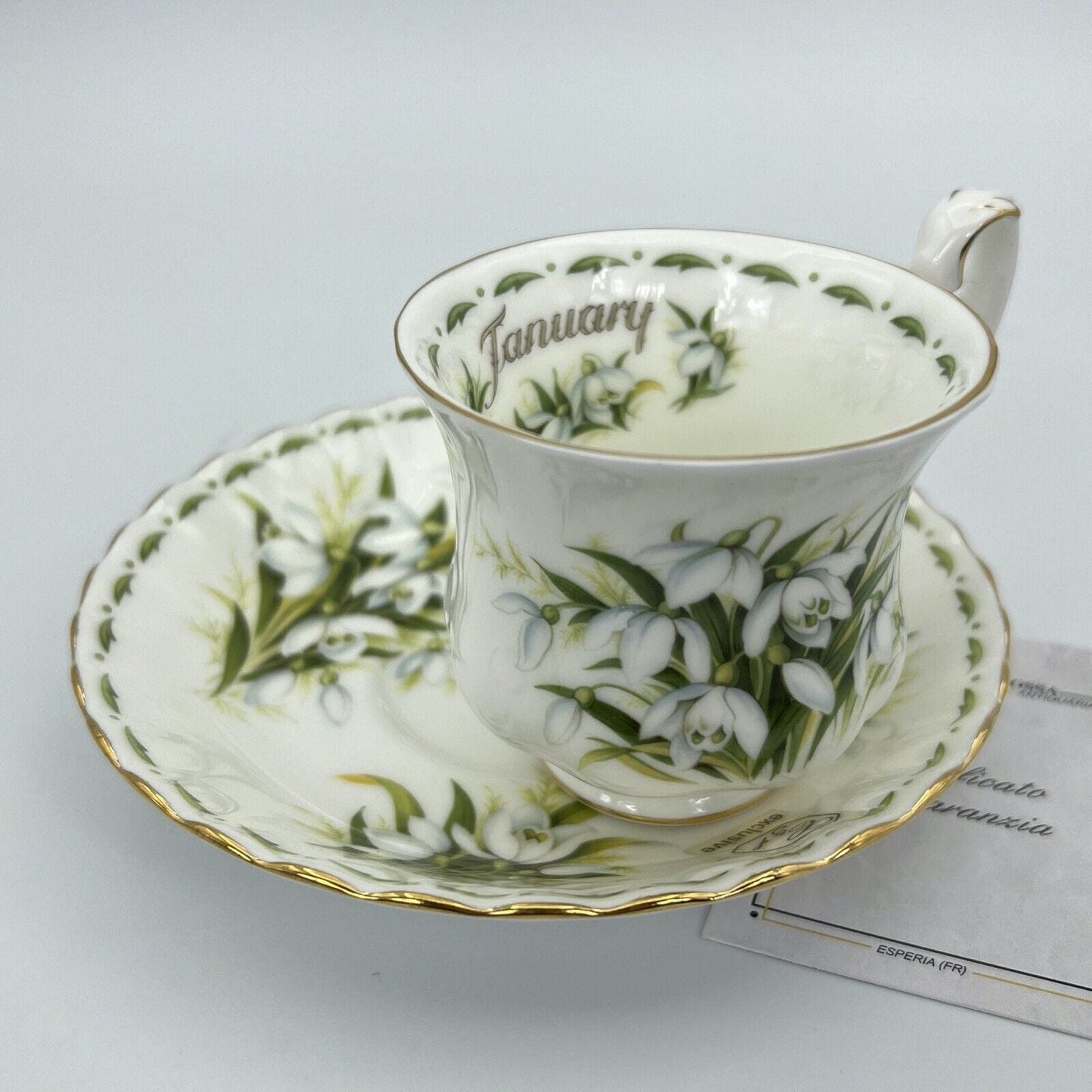 Tazza da caffè in porcellana Royal Albert con mese tazzina inglese Gennaio 1970 Categoria Servizio tazze - Tazze