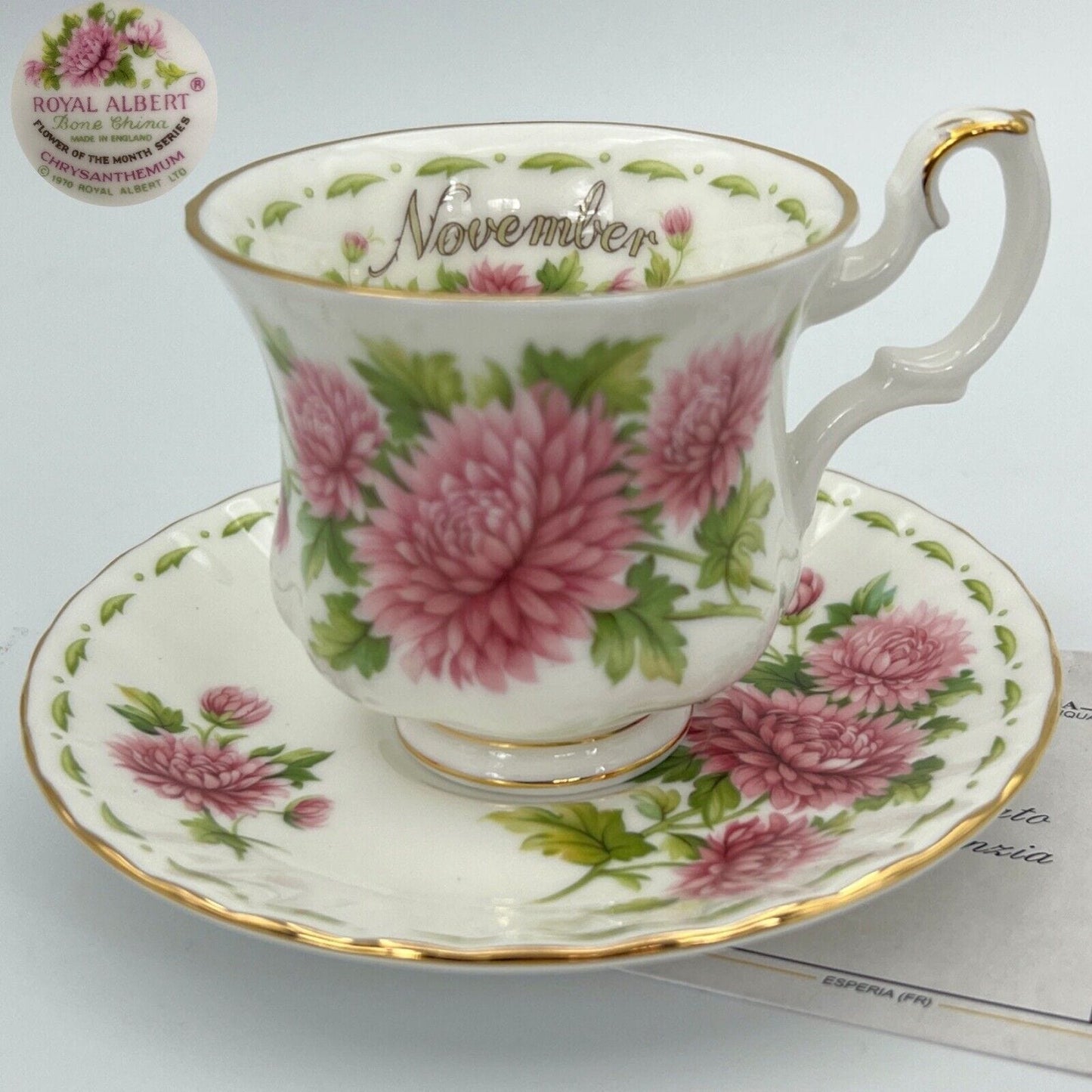 Tazza da caffè in porcellana Royal Albert con mese tazzina inglese Novembre 1970 Categoria Servizio tazze - Tazze