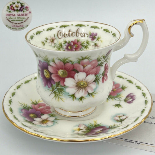 Tazza da caffè in porcellana Royal Albert con mese tazzina inglese Ottobre 1970 Categoria  Servizio tazze - Tazze