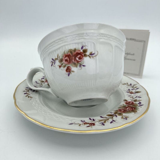 Tazza da tè the antica con piattino in porcellana Royal CP vintage motivo fiori Categoria  Ceramiche e Porcellane