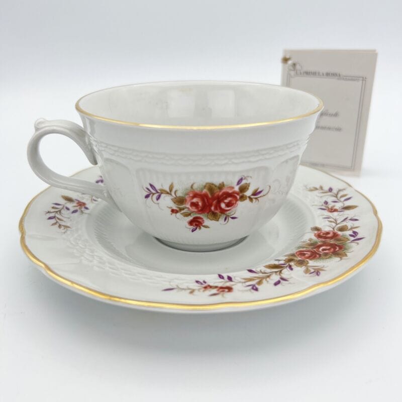 Tazza da tè the antica con piattino in porcellana Royal CP vintage motivo fiori Categoria  Ceramiche e Porcellane