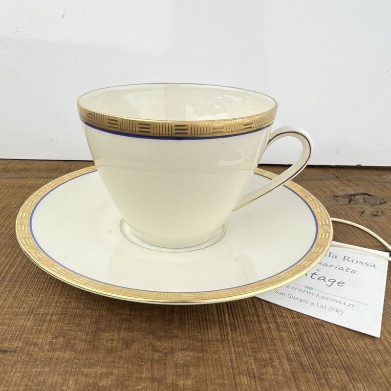 Tazza da tè the antica in porcellana Bavaria oro Seltmann Weiden con piattino Categoria Servizio tazze - Tazze