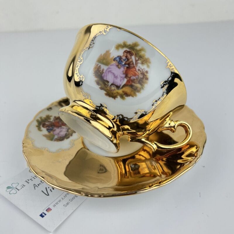 Tazza da tè the antica in porcellana Bavaria tazze tazzina oro con piattino Categoria  Servizio tazze - Tazze