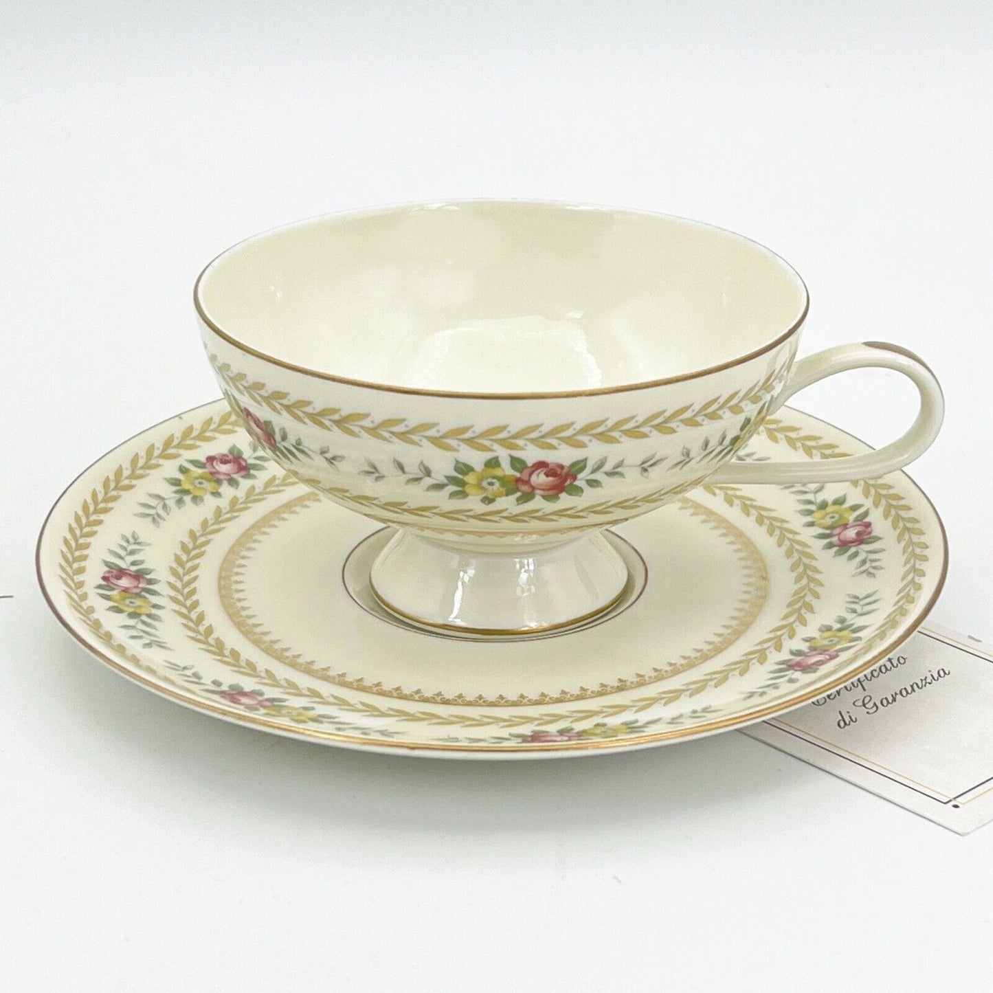 Tazza da tè the antica in porcellana tedesca Bavaria Thomas Piattino fiori oro Categoria  Servizio tazze - Tazze