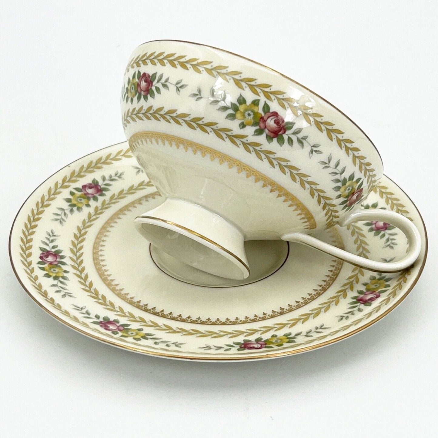 Tazza da tè the antica in porcellana tedesca Bavaria Thomas Piattino fiori oro Categoria  Servizio tazze - Tazze