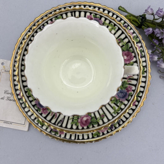 Tazza da tè the antica trio con piattino in porcellana vintage Inglese Art Deco Categoria  Servizio tazze - Tazze