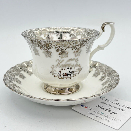 Tazza da tè The in porcellana Royal Albert Argento 25 Anniversario Nozze anni 70 Categoria  Servizio tazze - Tazze