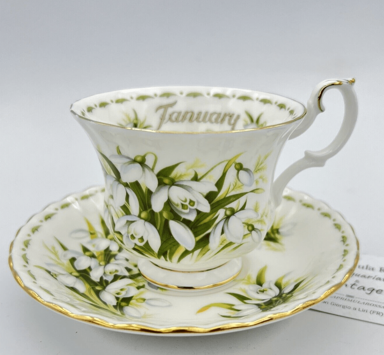 Tazza da tè The in porcellana Royal Albert con mese tazzina inglese GENNAIO 900 Categoria Servizio tazze - Tazze